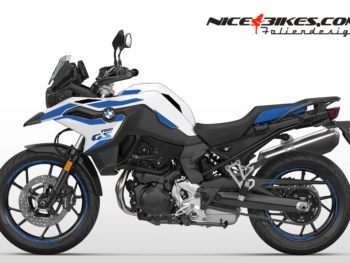 Foliendesign BMW F800GS 2024 Light Blue auf weißer Maschine