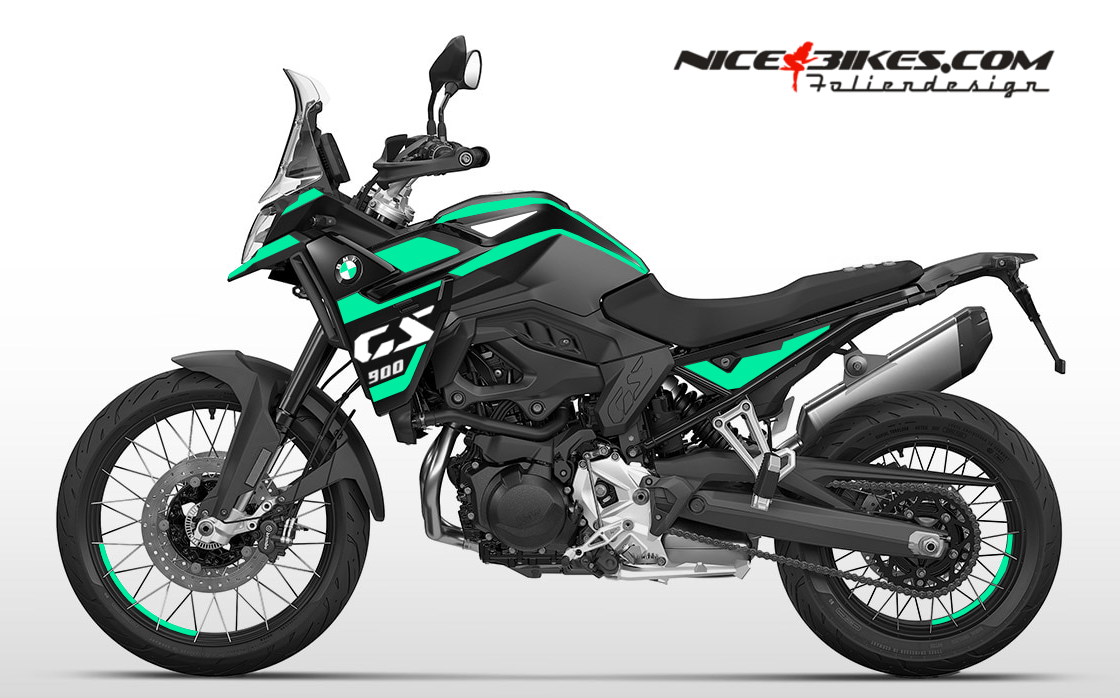 Motorrad Foliendesigns und Dekore - BMW F900GS 2025 Miami Blue - B.F9GS.25.501 Miami Blue BMW F900GS 2025 Miami Blue