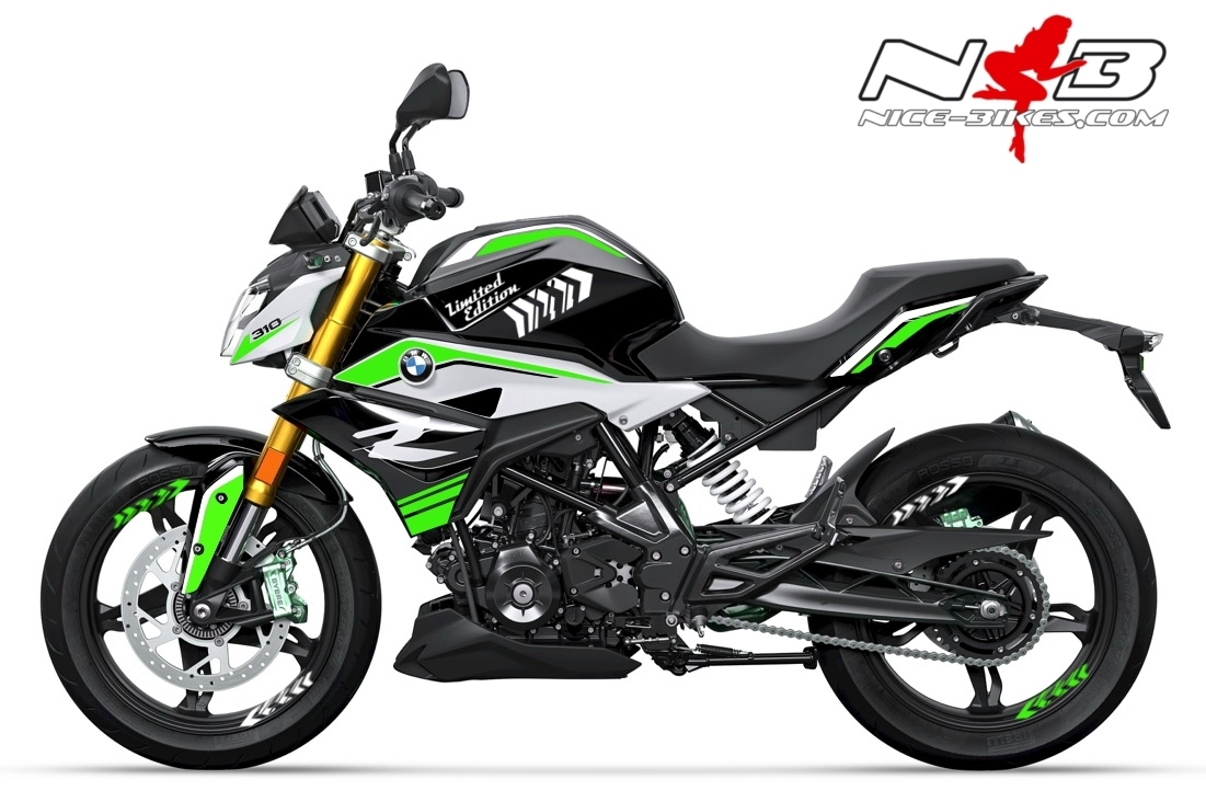 Motorrad Foliendesigns und Dekore - Foliendesign BMW G310R (Bj. 2021) Lime Green - B.G310R.21.S.064 Limegreen Foliendesign BMW G310R (Bj. 2021) Lime Green