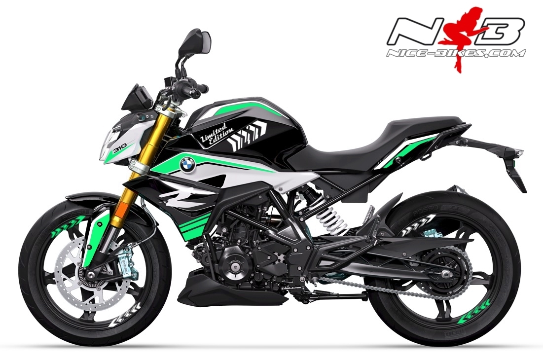Motorrad Foliendesigns und Dekore - Foliendesign BMW G310R (Bj. 2021) Miami Blue - B.G310R.21.S.501 Miami Blue Foliendesign BMW G310R (Bj. 2021) Miami Blue