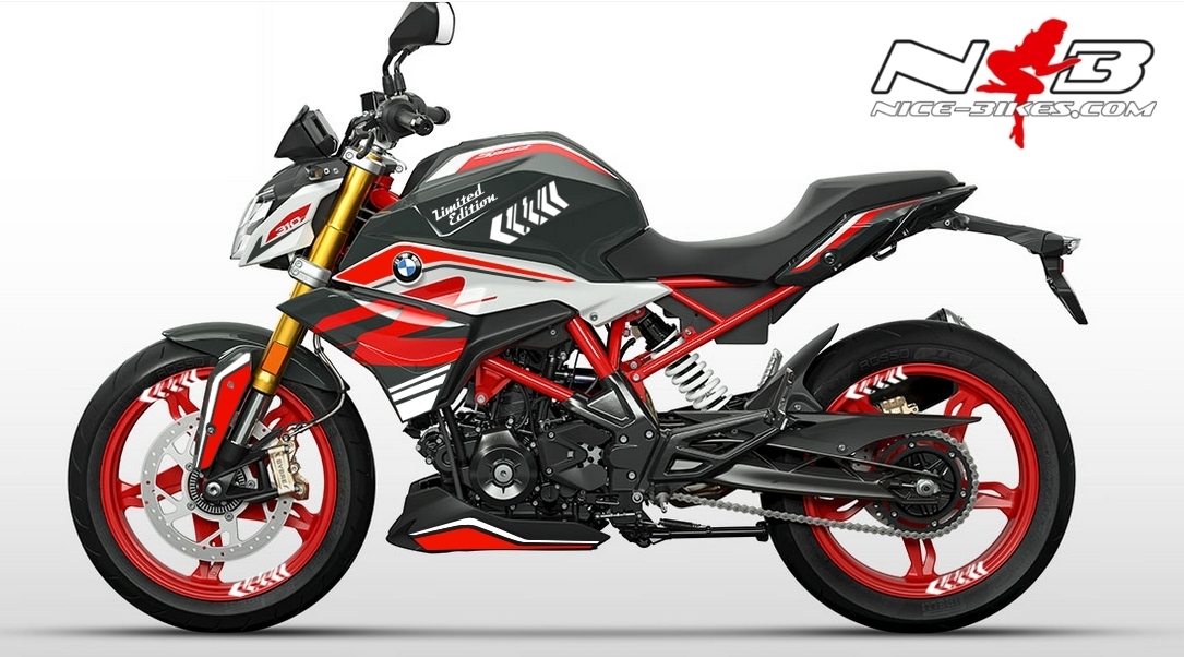 Motorrad Foliendesigns und Dekore - Foliendesign BMW G310R Racing Red auf grauer Maschine - B.G310R.G22.306 Racing Red Foliendesign BMW G310R Racing Red auf grauer Maschine