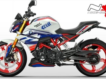 Foliendesign BMW G310R Motorsport auf weißer Maschine