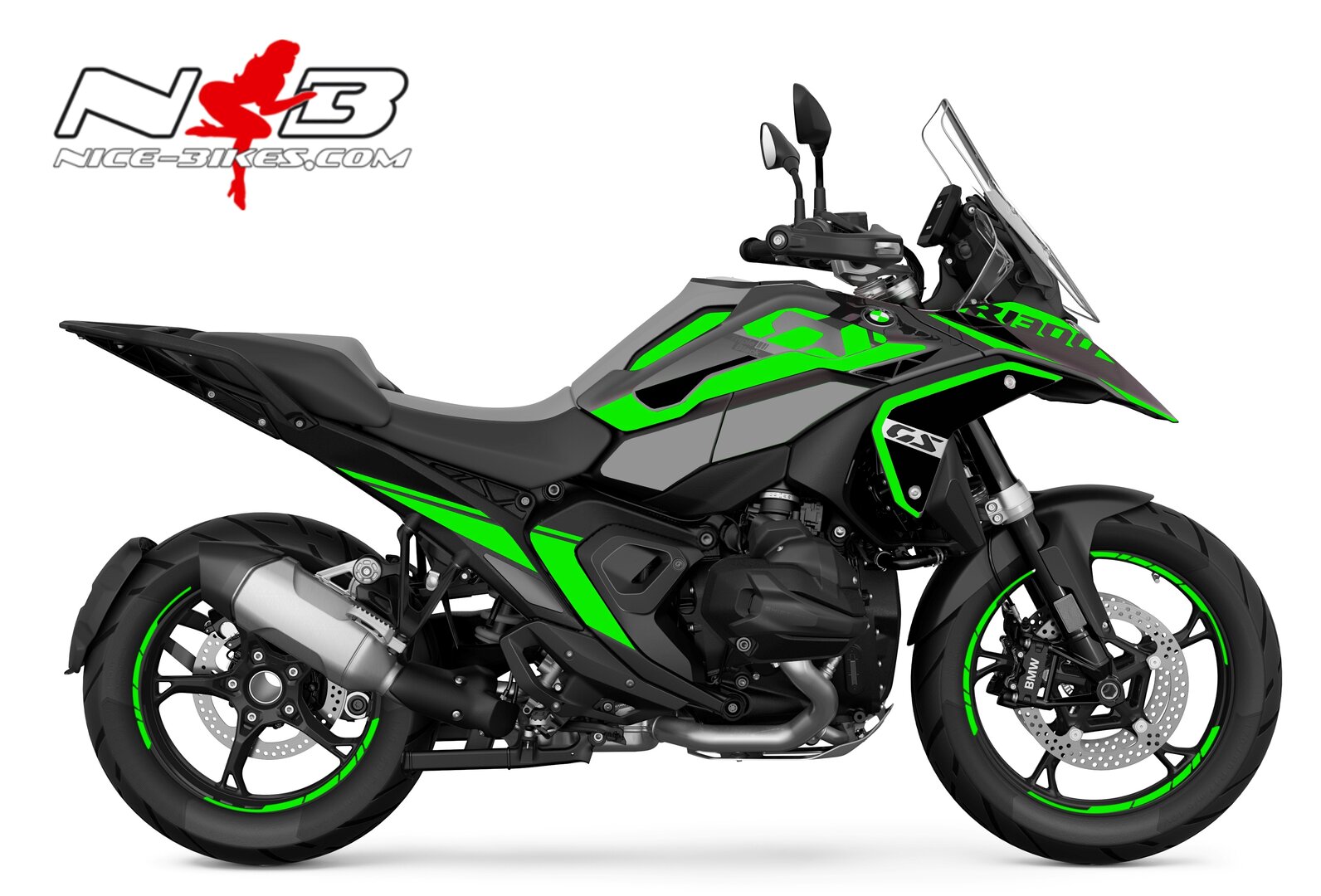 Motorrad Foliendesigns und Dekore - Foliendesign BMW R1300GS Limegreen - B.GS13S.25.064 Limegreen Foliendesign BMW R1300GS Limegreen