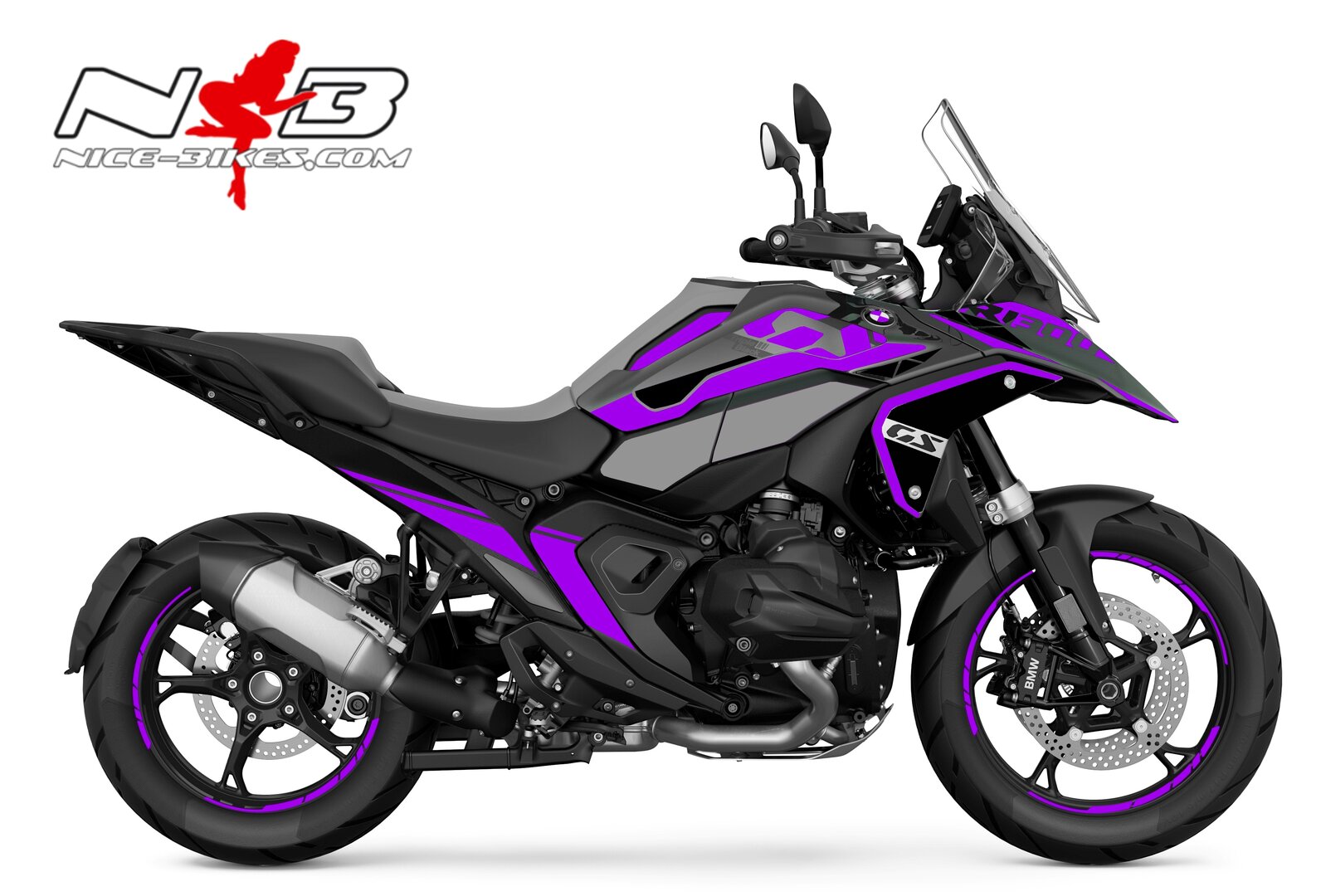Motorrad Foliendesigns und Dekore - Foliendesign BMW R1300GS Miami Blue - B.GS13S.25.080 Manga Violett Foliendesign BMW R1300GS Miami Blue
