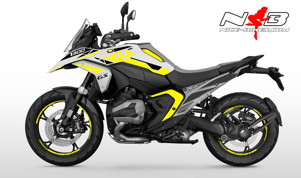 Motorrad Foliendesigns und Dekore - Foliendesign BMW R1300GS 2024 Hornet Yellow - B.GS13W.24.021.Hornet Yellow Foliendesign BMW R1300GS 2024 Hornet Yellow