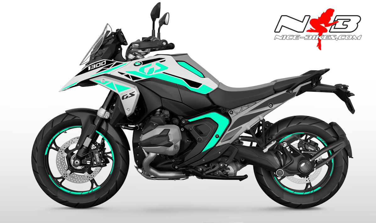 Motorrad Foliendesigns und Dekore - Foliendesign BMW R1300GS 2024 Miami Blue - B.GS13W.24.501. Miami Blue Foliendesign BMW R1300GS 2024 Miami Blue
