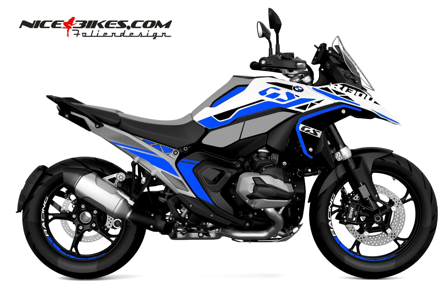 Motorrad Foliendesigns und Dekore - Foliendesign BMW R1300GS Racing Blue - B.GS13W.25.057 Racing Blue Foliendesign BMW R1300GS Racing Blue
