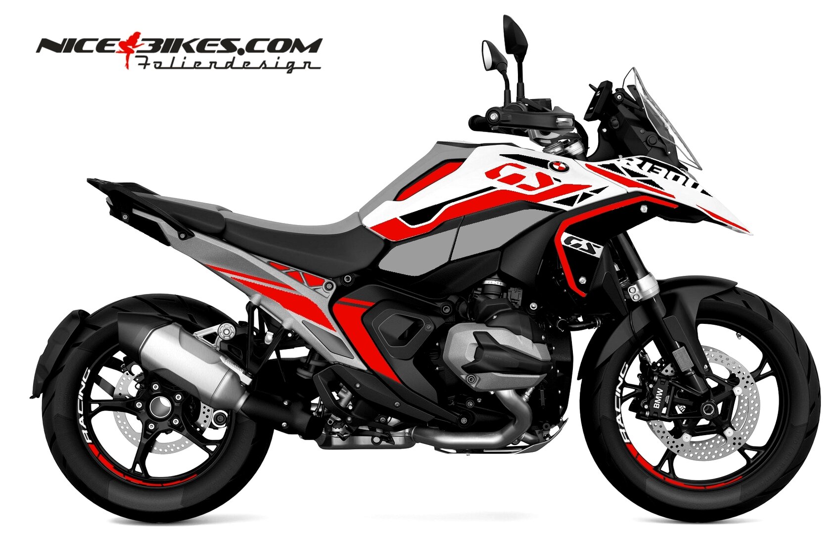 Motorrad Foliendesigns und Dekore - Foliendesign BMW R1300GS Racing Red - B.GS13W.25.306 Racing Red Foliendesign BMW R1300GS Racing Red