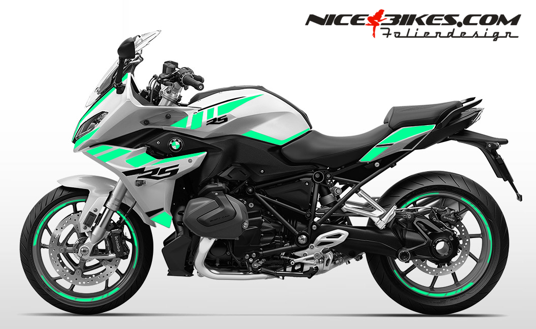 Motorrad Foliendesigns und Dekore - Foliendesign BMW R1250RS (Bj. 2023G) Miami Blue - B.R12RS.23G.501 Miami Blue Foliendesign BMW R1250RS (Bj. 2023G) Miami Blue