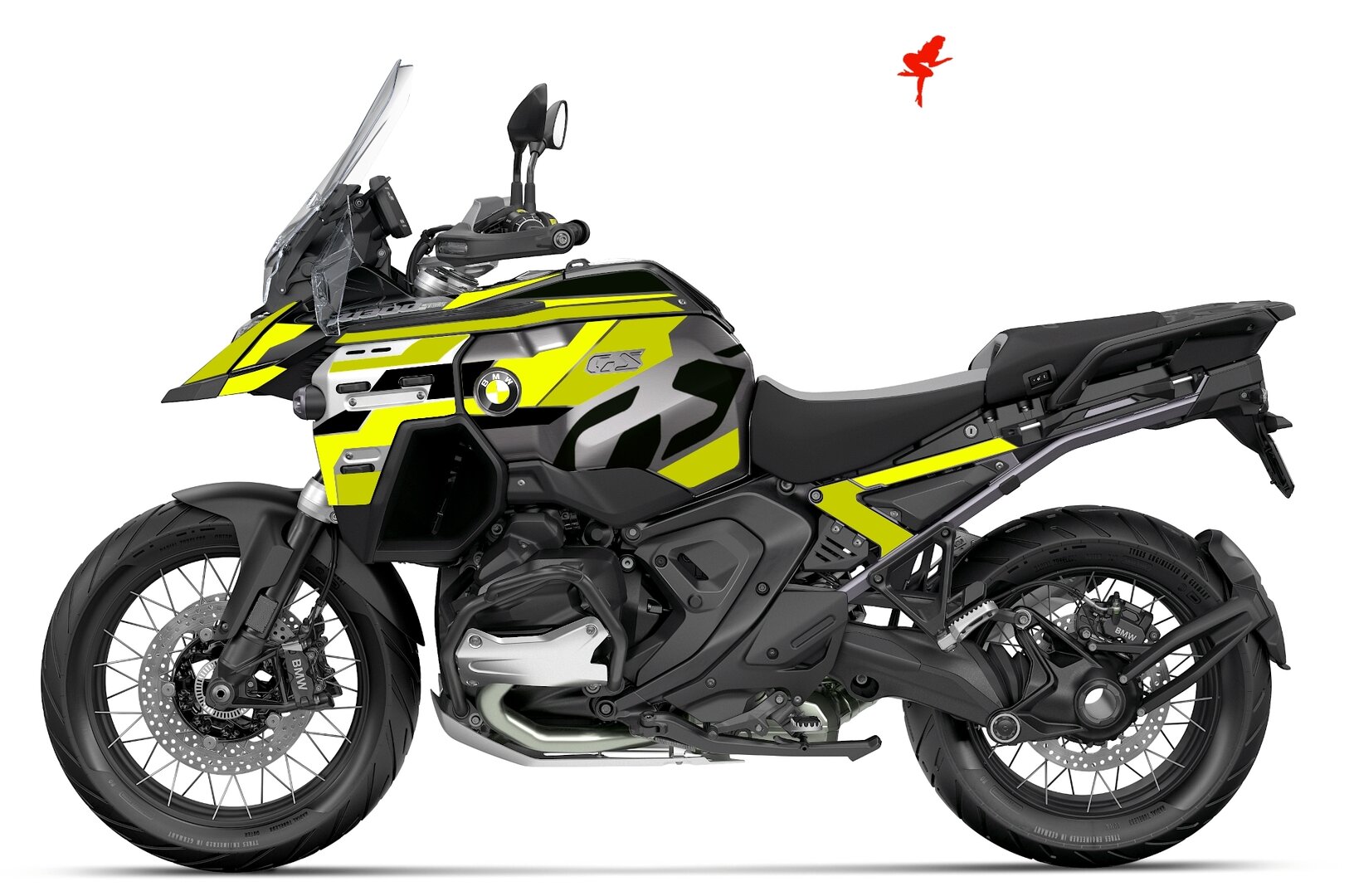 Motorrad Foliendesigns und Dekore - Foliendesign BMW R1300GS ADV 2025 Yellow Green - B.R13GSADV.25.021 Yellow green Foliendesign BMW R1300GS ADV 2025 Yellow Green