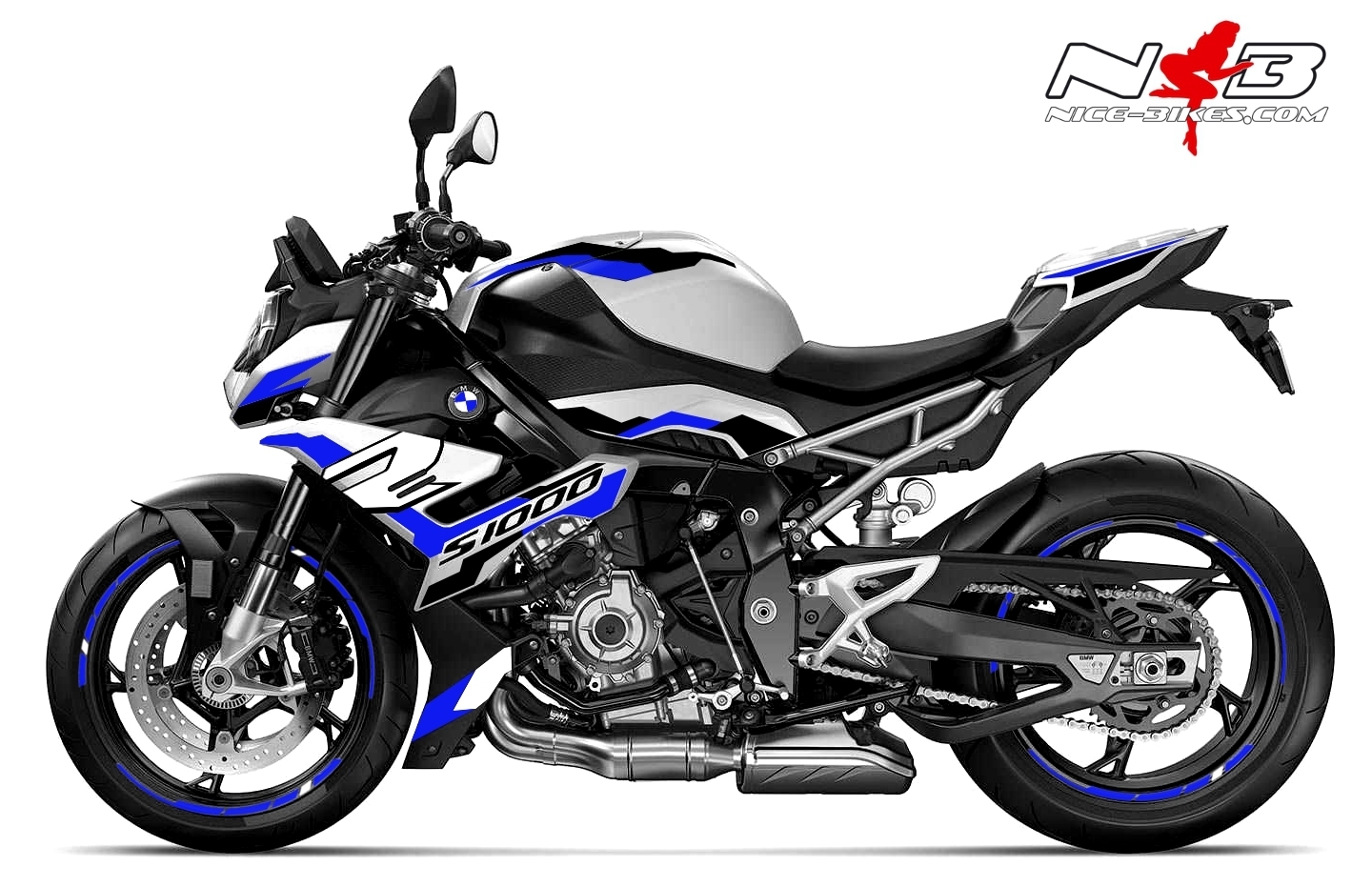 Motorrad Foliendesigns und Dekore - Foliendesign BMW S1000R (Bj. 2021-22) Racing Blue - B.S1R.21.057 Racing Blue Foliendesign BMW S1000R (Bj. 2021-22) Racing Blue