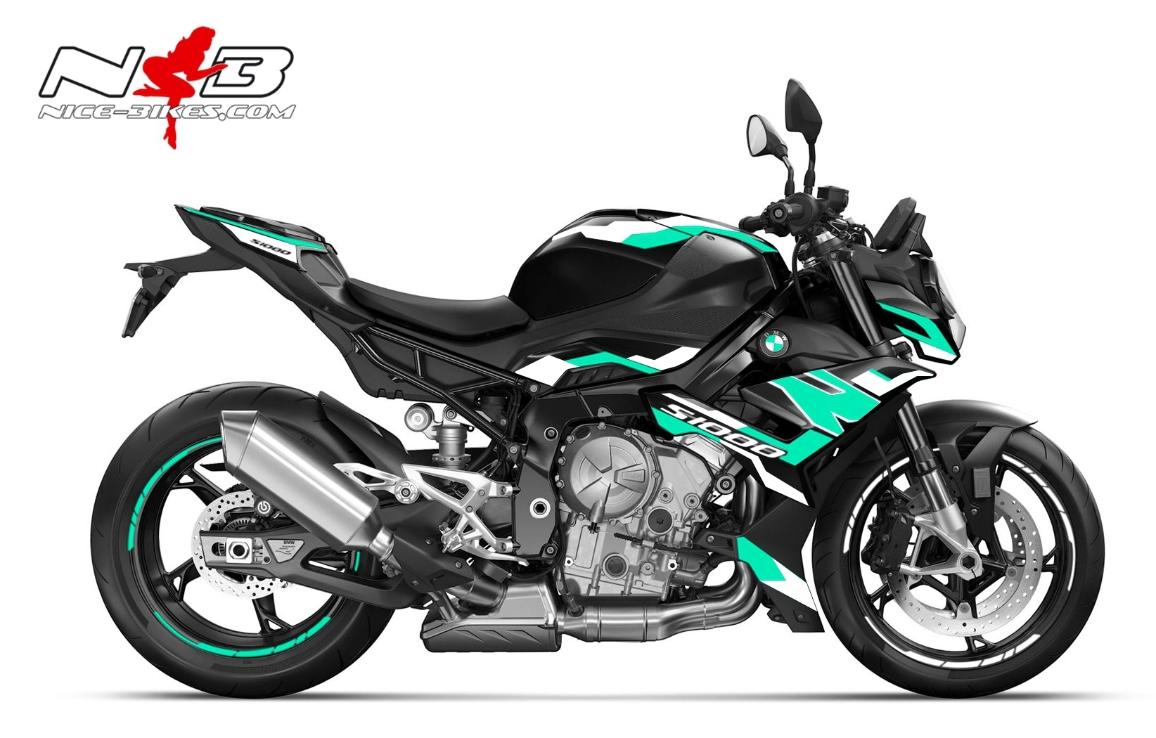 Motorrad Foliendesigns und Dekore - Foliendesign BMW S1000R (Bj. 2023-24) Miami Blue - B.S1R.23S.501 Miami Blue Foliendesign BMW S1000R (Bj. 2023-24) Miami Blue
