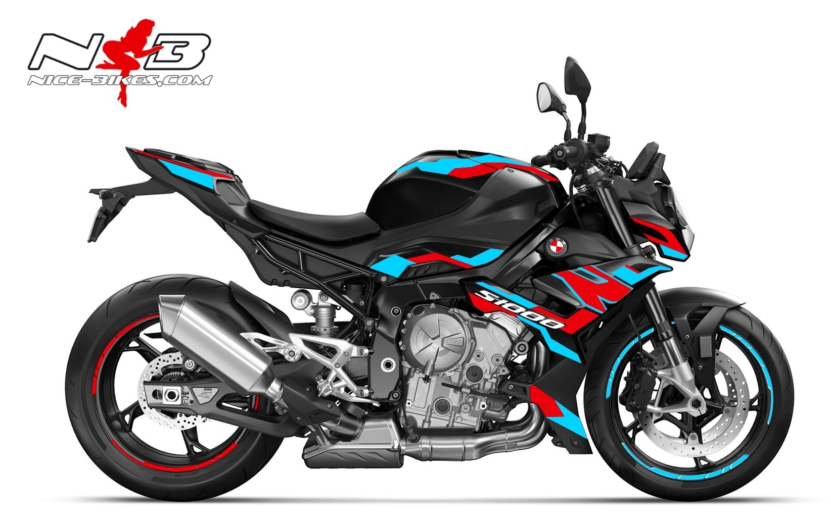 Motorrad Foliendesigns und Dekore - Foliendesign BMW S1000R (Bj. 2023-24) Light Blue/ Racing Red - B.S1R.23S.666 Light Blue Racing Red Foliendesign BMW S1000R (Bj. 2023-24) Light Blue/ Racing Red