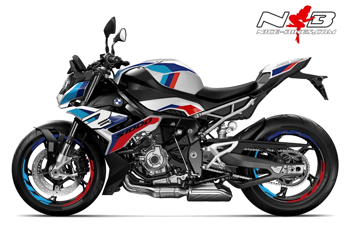 Motorrad Foliendesigns und Dekore - Foliendesign BMW S1000R weiß (Bj. 2023-24) Motorsport Edition - B.S1R.23W.800 Motorsport Edition Foliendesign BMW S1000R weiß (Bj. 2023-24) Motorsport Edition