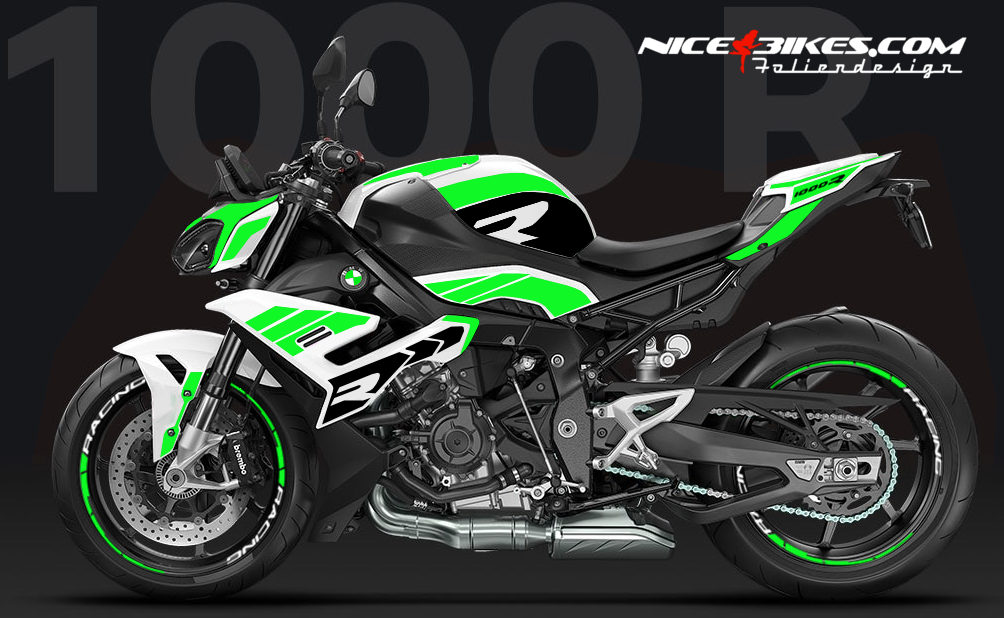 Motorrad Foliendesigns und Dekore - BMW S1000R Limegreen 2025 - B.S1R.25W.064 Limegreen BMW S1000R Limegreen 2025