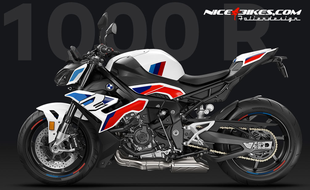 Motorrad Foliendesigns und Dekore - BMW S1000R Motorsport Edition auf weißer Maschine 2025 - B.S1R.25W.800 Motorsport Edition BMW S1000R Motorsport Edition auf weißer Maschine 2025