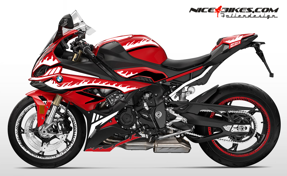 Motorrad Foliendesigns und Dekore - Foliendesign BMW S1000RR (Bj. 2023-24) Inferno Racing White - B.S1RR.23.010 Inferno Racing White Foliendesign BMW S1000RR (Bj. 2023-24) Inferno Racing White