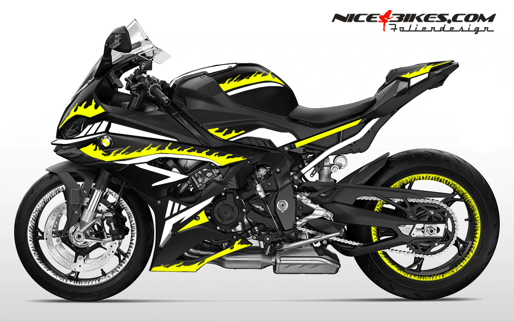 Motorrad Foliendesigns und Dekore - Foliendesign BMW S1000RR (Bj. 2023-24) Inferno Hornet Yellow - B.S1RR.23.021 Inferno Hornet Yellow Foliendesign BMW S1000RR (Bj. 2023-24) Inferno Hornet Yellow