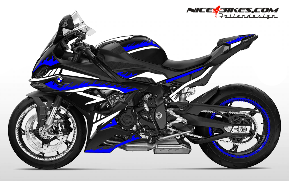Motorrad Foliendesigns und Dekore - Foliendesign BMW S1000RR (Bj. 2023-24) Inferno Racing Blue - B.S1RR.23.057 Inferno Racing Blue Foliendesign BMW S1000RR (Bj. 2023-24) Inferno Racing Blue