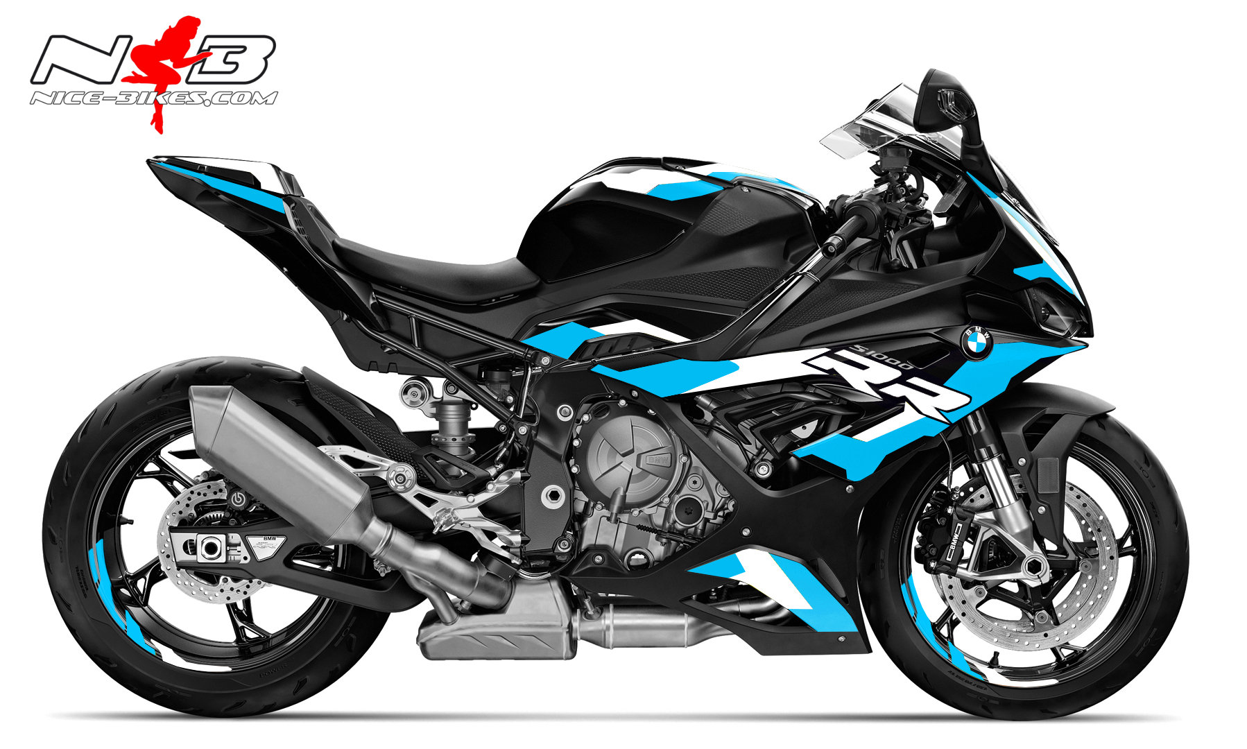 Motorrad Foliendesigns und Dekore - Foliendesign S1000RR (Bj. 2021-22) Motorsport Light Blue - B.S1RRM.21.053 Motorsport light blue Foliendesign S1000RR (Bj. 2021-22) Motorsport Light Blue