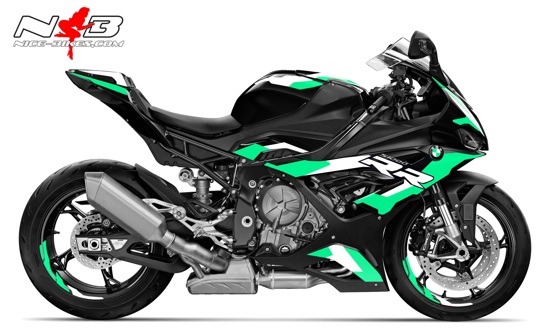 Motorrad Foliendesigns und Dekore - Foliendesign S1000RR (Bj. 2021-22) Motorsport Mint Blue - B.S1RRM.21.501 Motorsport mint blue Foliendesign S1000RR (Bj. 2021-22) Motorsport Mint Blue