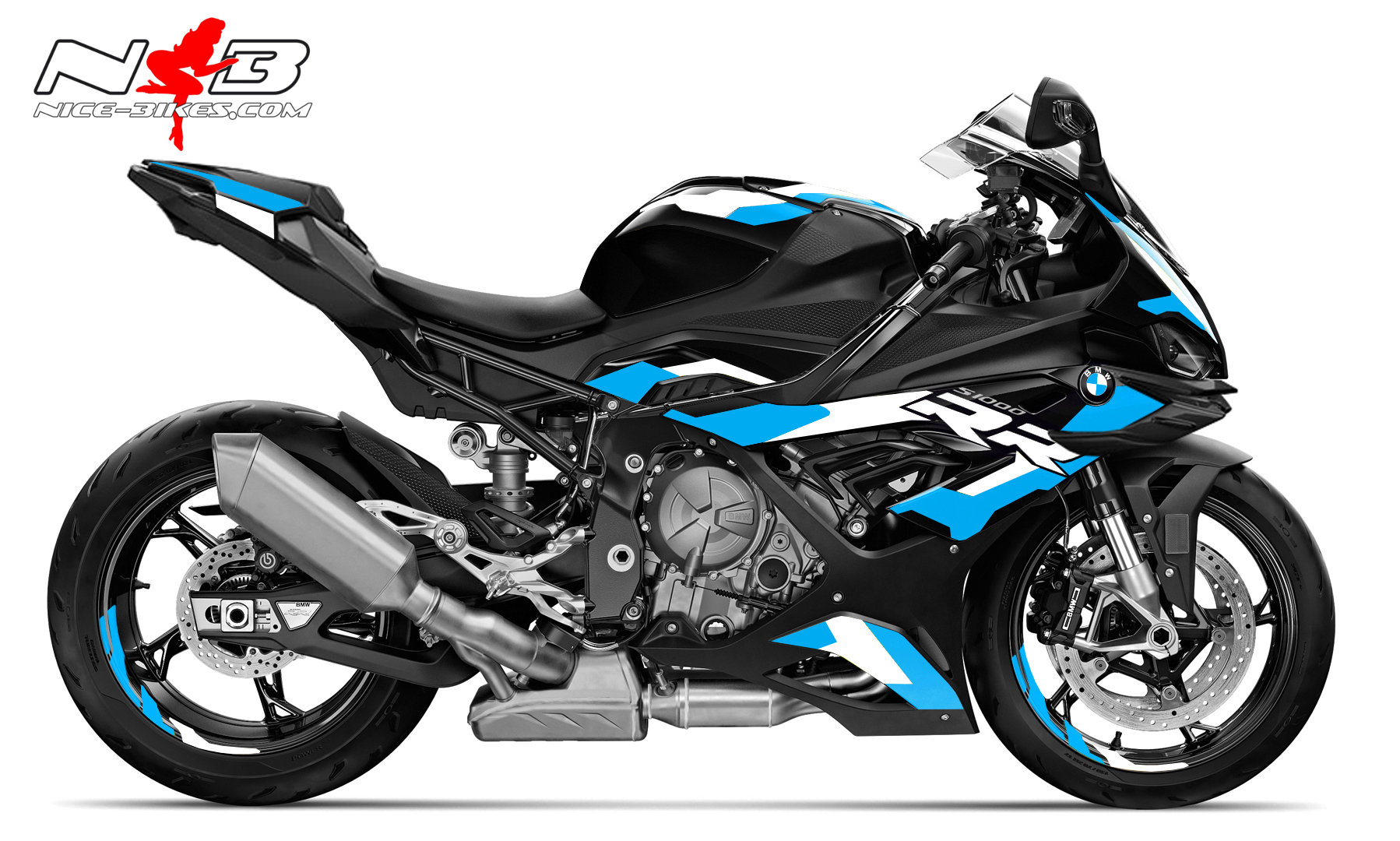 Motorrad Foliendesigns und Dekore - Foliendesign BMW S1000RR (Bj. 2023-24) Motorsport Light Blue - B.S1RRM.23.053 Motorsport Hellblau Foliendesign BMW S1000RR (Bj. 2023-24) Motorsport Light Blue