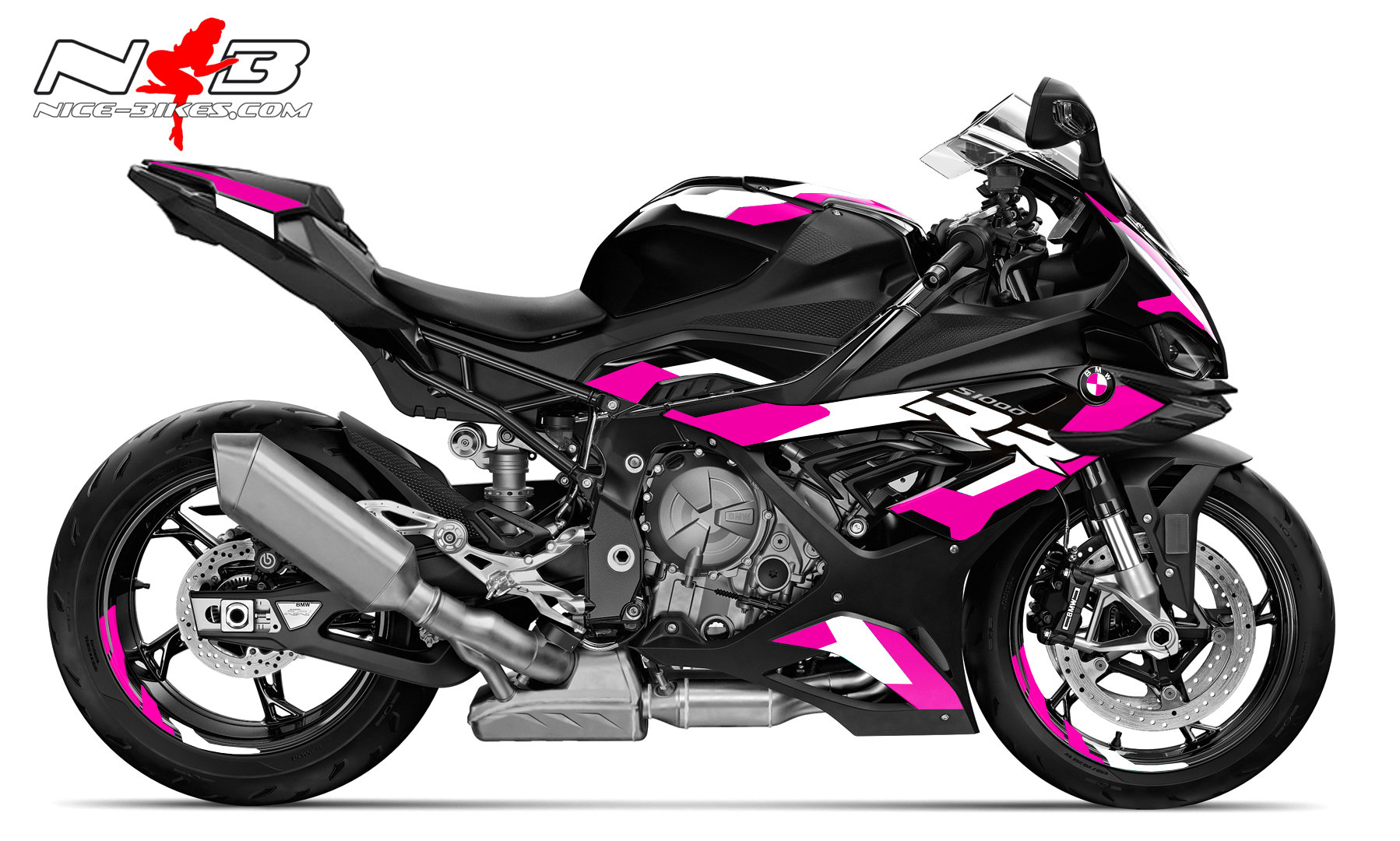 Motorrad Foliendesigns und Dekore - Foliendesign BMW S1000RR (Bj. 2023-24) Motorsport Pretty Pink - B.S1RRM.23.077 Motorsport Pink Foliendesign BMW S1000RR (Bj. 2023-24) Motorsport Pretty Pink