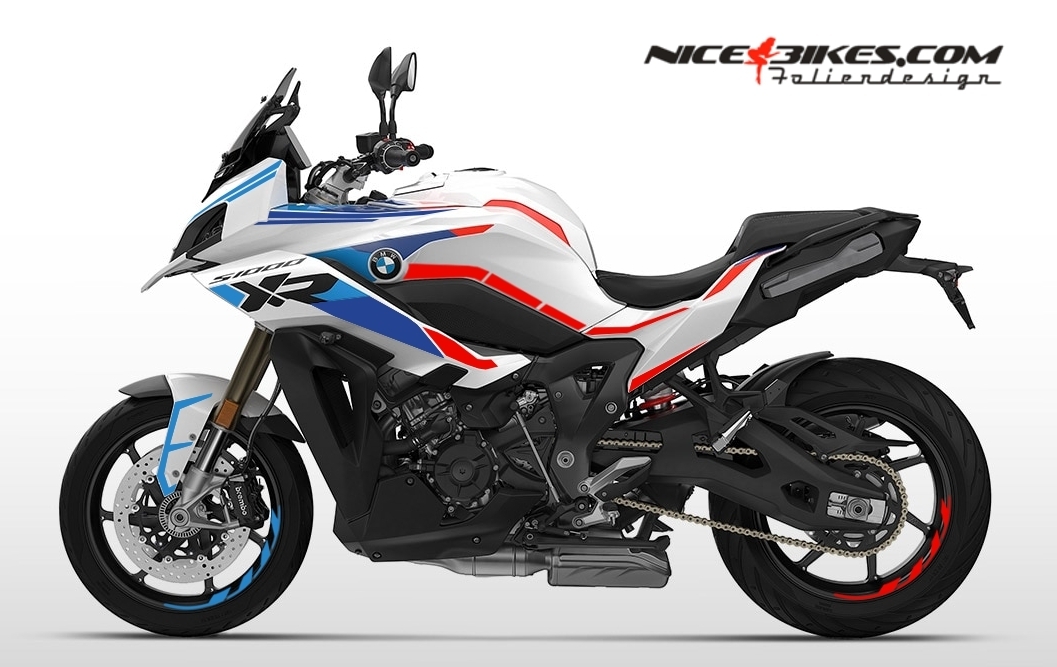 Motorrad Foliendesigns und Dekore - Foliendesign BMW S1000XR 2024-25 Motorsport auf weißer Maschine - B.S1XR.24W.0800 Motorsport Edition Foliendesign BMW S1000XR 2024-25 Motorsport auf weißer Maschine
