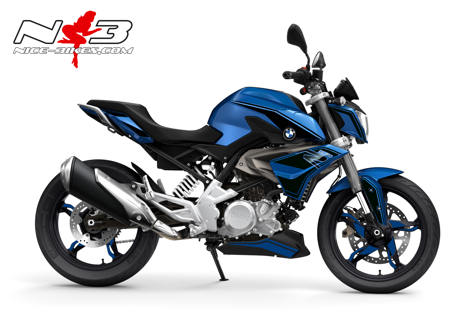 Motorrad Foliendesigns und Dekore - Dekorsatz G310R EDITION schwarz auf blauer Machine 2017- - Blau schwarz Dekorsatz G310R EDITION schwarz auf blauer Machine 2017-
