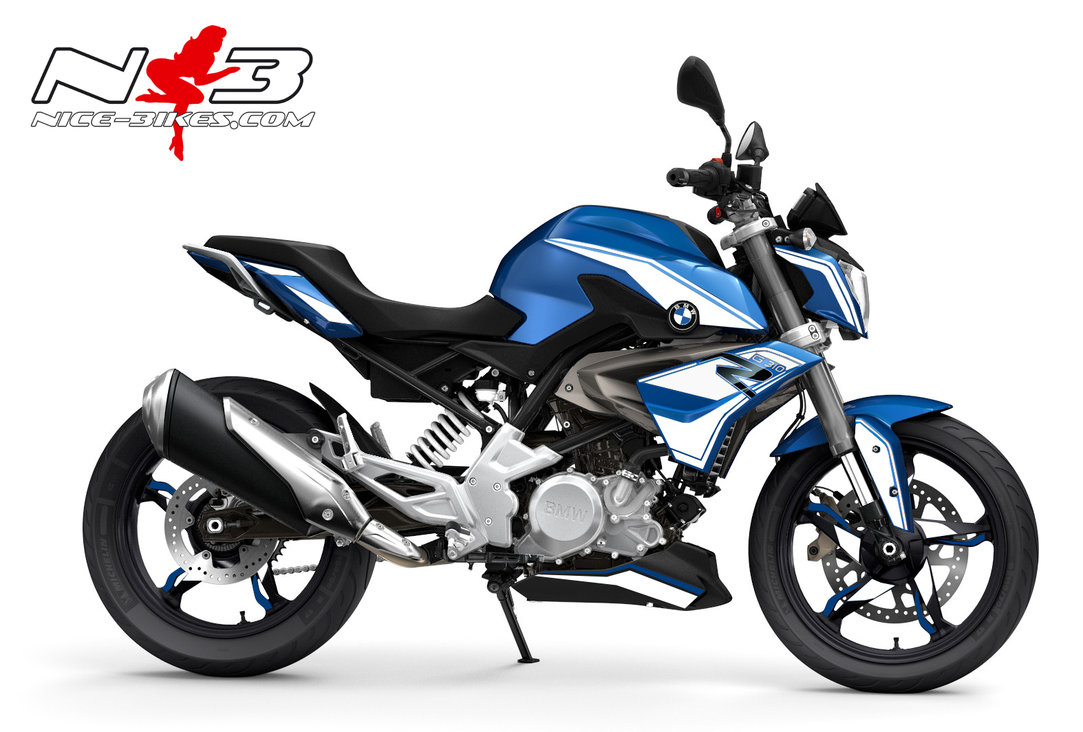 Motorrad Foliendesigns und Dekore - Dekorsatz G310R EDITION weiß auf blauer Machine 2017- - Blau weiss 1 Dekorsatz G310R EDITION weiß auf blauer Machine 2017-