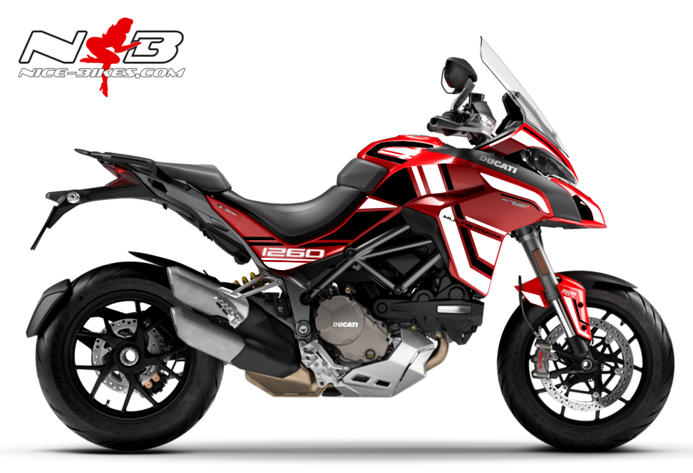 Motorrad Foliendesigns und Dekore - Foliendesign DUCATI Multistrada 1260S Racing White - D.1260.R20.010 RACING WHITE Foliendesign DUCATI Multistrada 1260S Racing White
