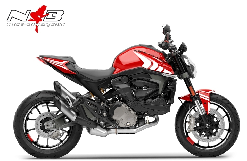 Motorrad Foliendesigns und Dekore - Foliendesign DUCATI Monster ab Bj. 2021 Racing White - D.M.21.R.010 Racing White Foliendesign DUCATI Monster ab Bj. 2021 Racing White