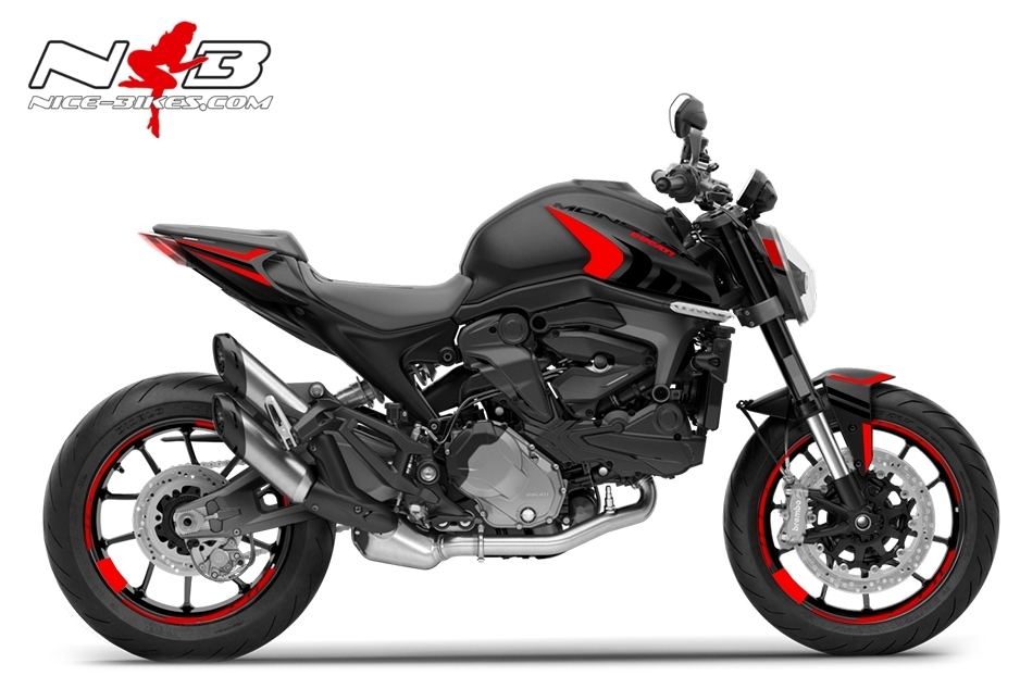 Motorrad Foliendesigns und Dekore - Foliendesign DUCATI Monster ab Bj. 2021 Racing Red - D.M.21.S.306 Racing Red Foliendesign DUCATI Monster ab Bj. 2021 Racing Red