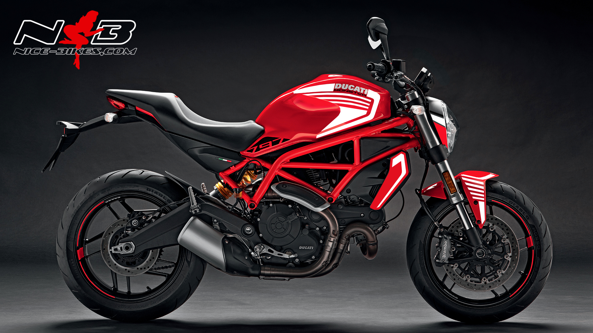 Motorrad Foliendesigns und Dekore - Foliendesign DUCATI Monster 797 Bj. 2020 Racing White - D.M.797.R20.010 Racing White Foliendesign DUCATI Monster 797 Bj. 2020 Racing White