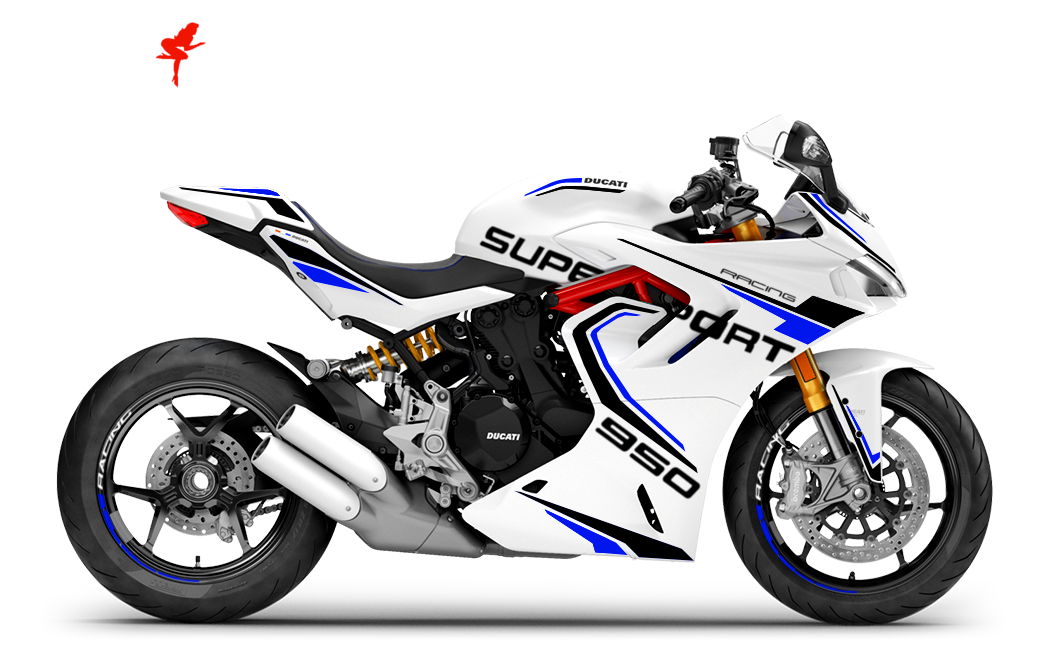 Motorrad Foliendesigns und Dekore - Foliendesign Ducati Supersport 950 2023-24 Racing Blue - D.S950.23.057 Racing Blue Foliendesign Ducati Supersport 950 2023-24 Racing Blue