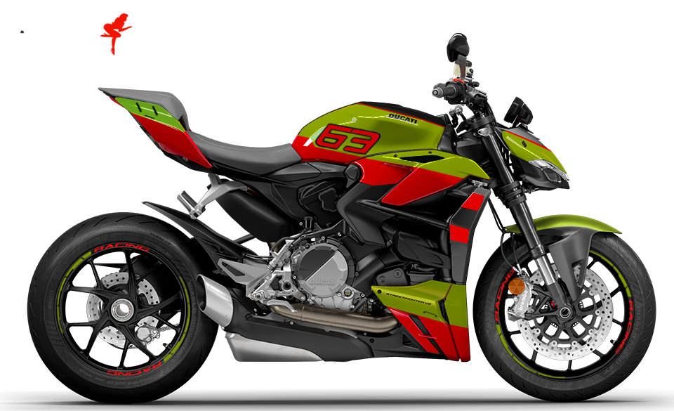 Motorrad Foliendesigns und Dekore - Vollfolierung Ducati Streetfighter V2 Green Racing 2023-24 - D.STRV2 .23.999 Racing Edition Vollfolierung Ducati Streetfighter V2 Green Racing 2023-24
