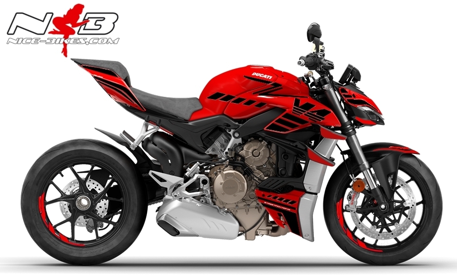 Motorrad Foliendesigns und Dekore - Foliendesign DUCATI Streetfighter V4S Speed Black - D.STR .SP .20.070 SPEED Black Foliendesign DUCATI Streetfighter V4S Speed Black
