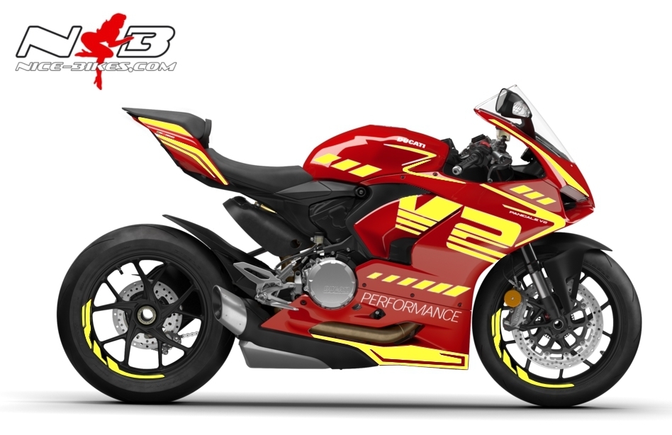 Motorrad Foliendesigns und Dekore - Foliendesign DUCATI V2 (Bj. 2020) Neon Yellow - D.V2.20.600 V2 Neon Yellow Foliendesign DUCATI V2 (Bj. 2020) Neon Yellow