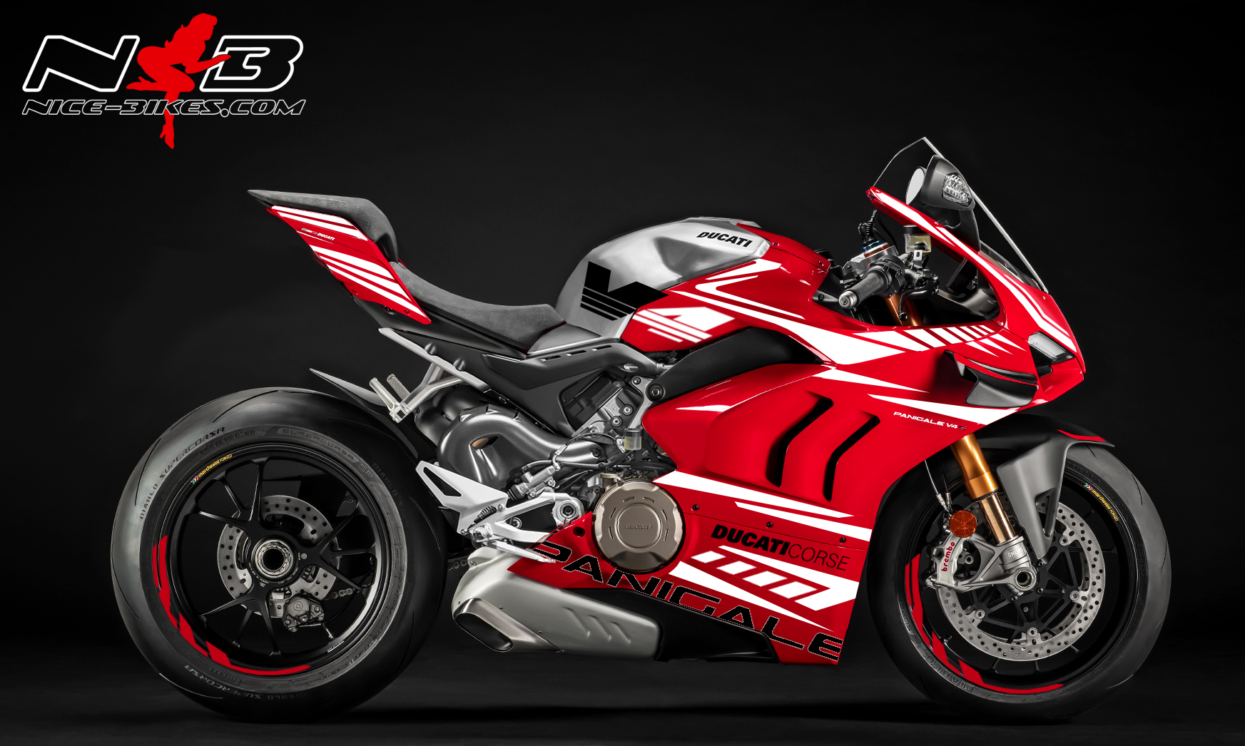 Motorrad Foliendesigns und Dekore - Foliendesign DUCATI Panigale V4R Bj. 2020 Racing White - D.V4R.20.010 Racing White Foliendesign DUCATI Panigale V4R Bj. 2020 Racing White