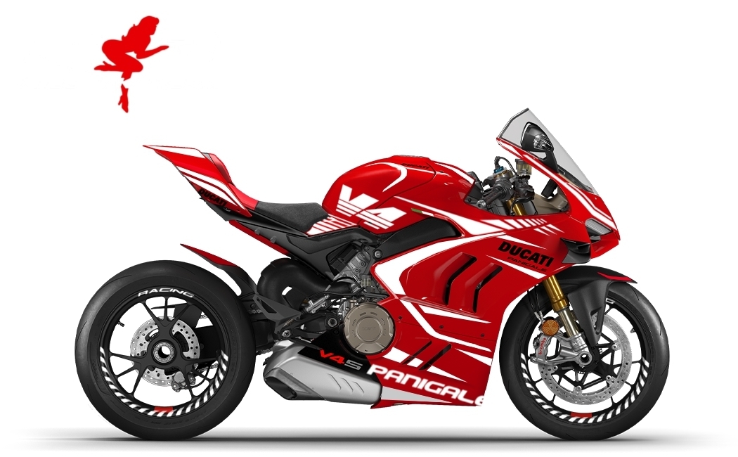 Motorrad Foliendesigns und Dekore - Foliendesign Panigale V4 Racing White 2022 - D.V4S.22.010. Racing White Foliendesign Panigale V4 Racing White 2022