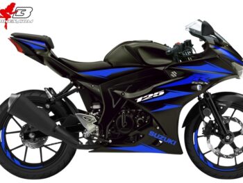 GSX-R125 blau auf schwarzer Maschine