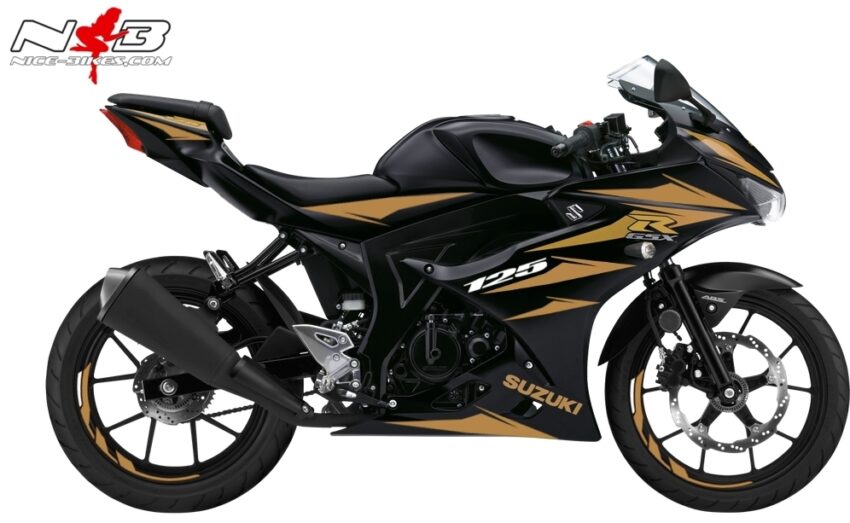GSX-R125 gold auf schwarzer Maschine - Motorrad Dekor - Nice Bikes