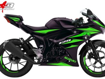 GSX-R125 limegreen auf schwarzer Maschine