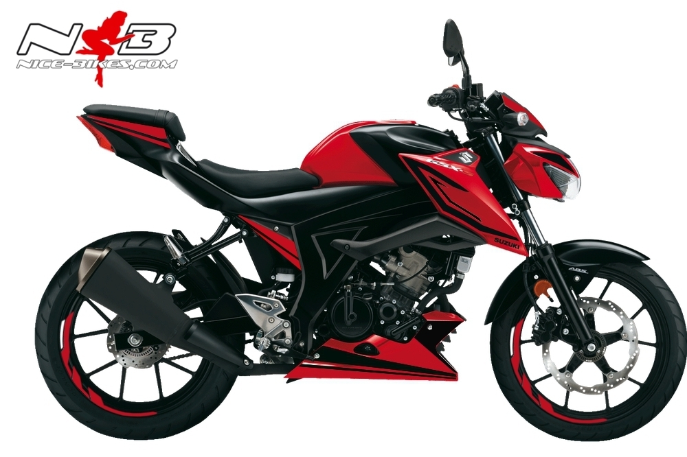 Motorrad Foliendesigns und Dekore - GSX-S125 schwarz auf roter Maschine - GSX S125 rot GSX-S125 schwarz auf roter Maschine