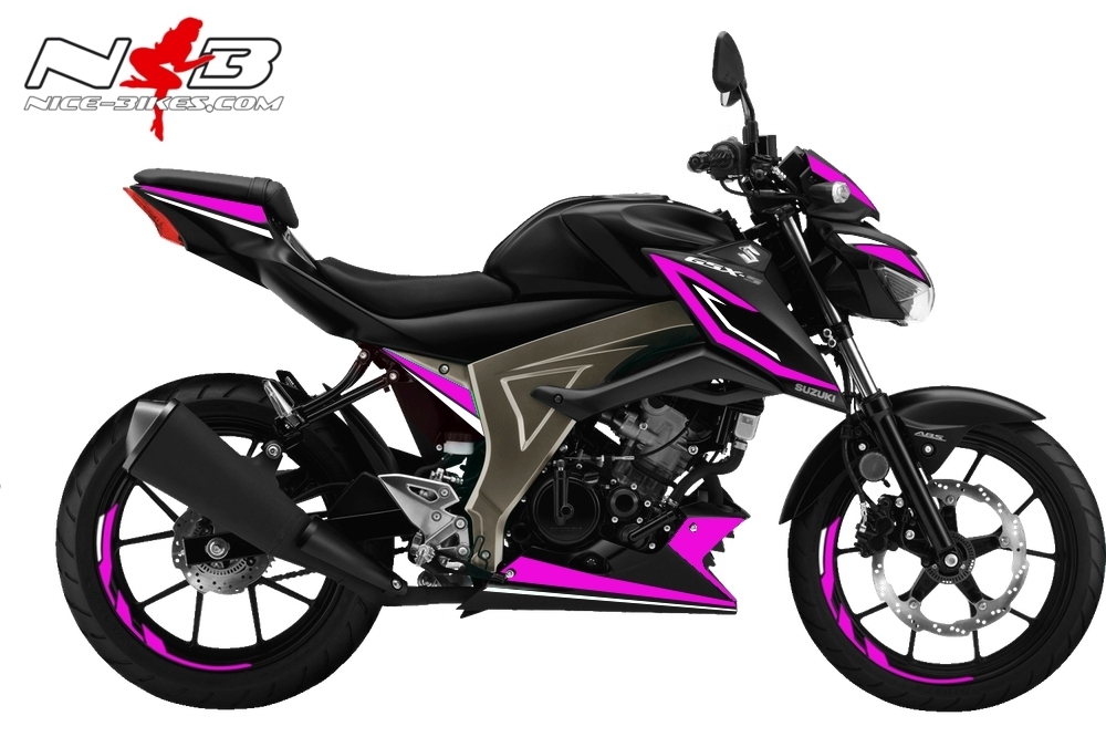 Motorrad Foliendesigns und Dekore - GSX-S125 pink auf schwarzer Maschine - GSX S125 schwarz pink GSX-S125 pink auf schwarzer Maschine