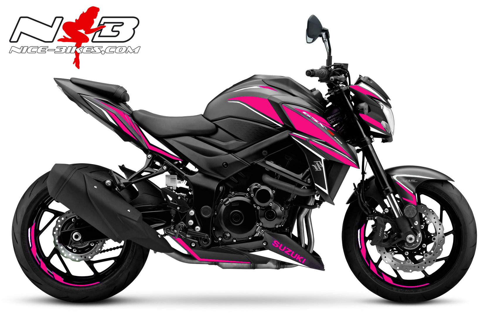 Motorrad Foliendesigns und Dekore - GSX-S750 pink auf schwarzer Maschine - GSX S750 schwarz pink GSX-S750 pink auf schwarzer Maschine
