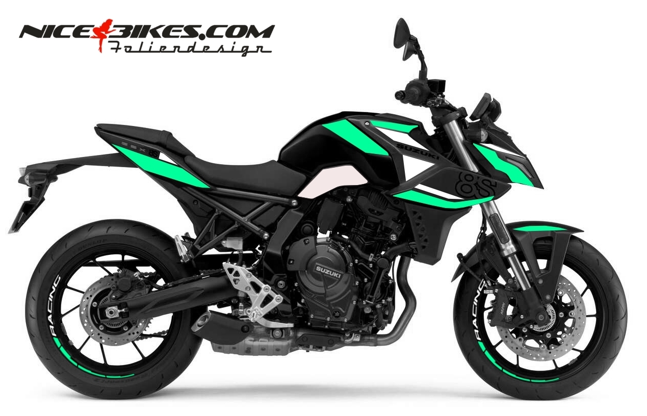 Motorrad Foliendesigns und Dekore - Foliendesign Suzuki GSX-8S 23 Miami Blue - GSX8 miami Foliendesign Suzuki GSX-8S 23 Miami Blue