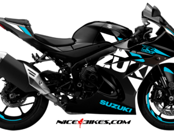 Motorrad Foliendesigns und Dekore - Shop - GSXR1000 schwarz hellblau GSX-R1000 hellblau auf schwarzer Maschine BJ.19