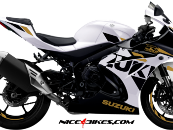 Motorrad Foliendesigns und Dekore - Shop - GSXR1000 weiss gold GSX-R1000 gold auf weißer Maschine BJ.19