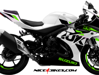 Motorrad Foliendesigns und Dekore - Shop - GSXR1000 weiss limegreen GSX-R1000 limegreen auf weißer Maschine BJ.19